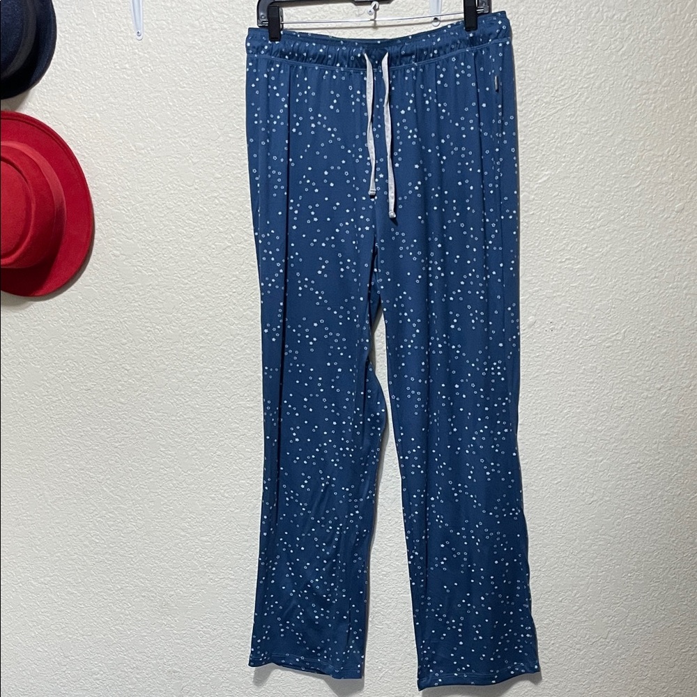 Eddie Bauer Women's Teal Pajama Print Pants. Very Good Condition. Size L.